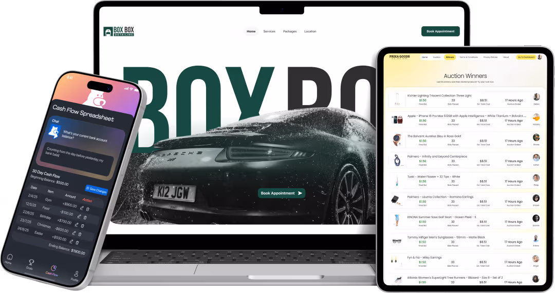 Digital products across laptop, tablet and phone