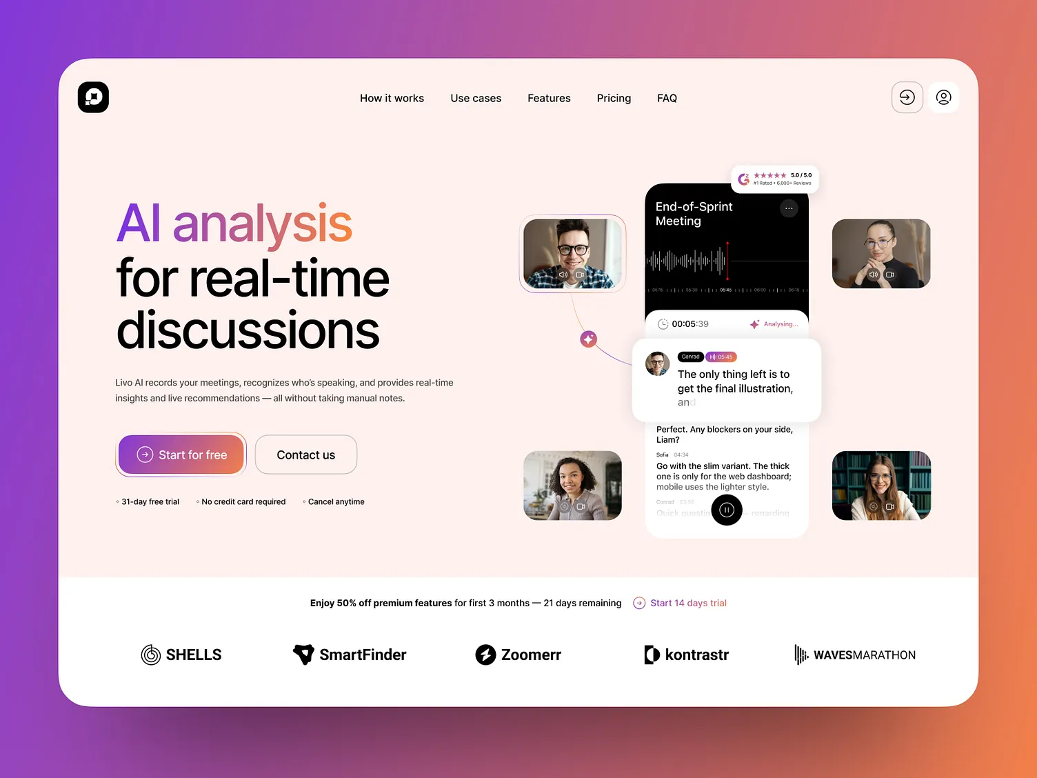 Livo AI meeting and collaboration platform interface design