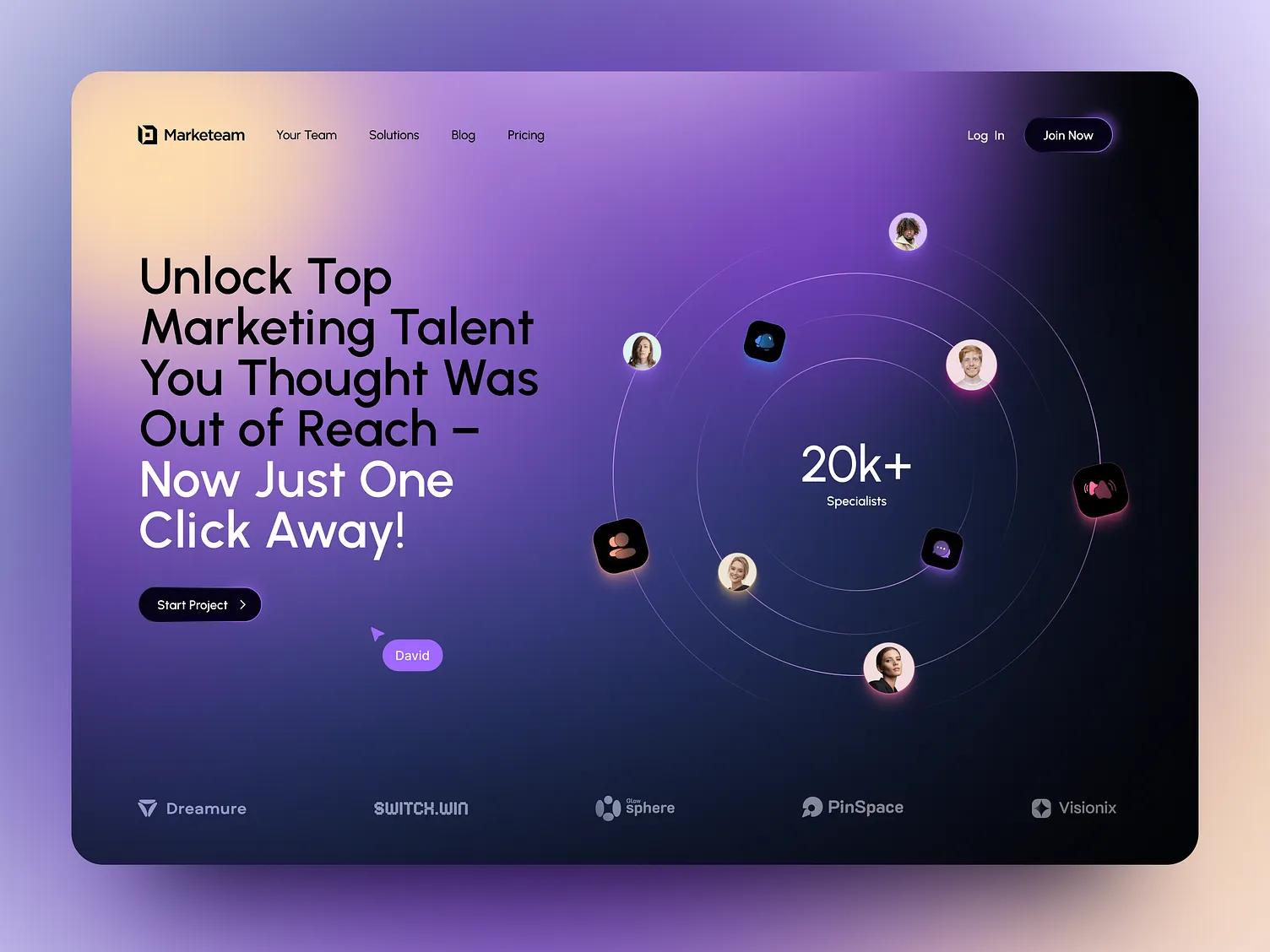 Marketeam marketing talent recruitment interface design